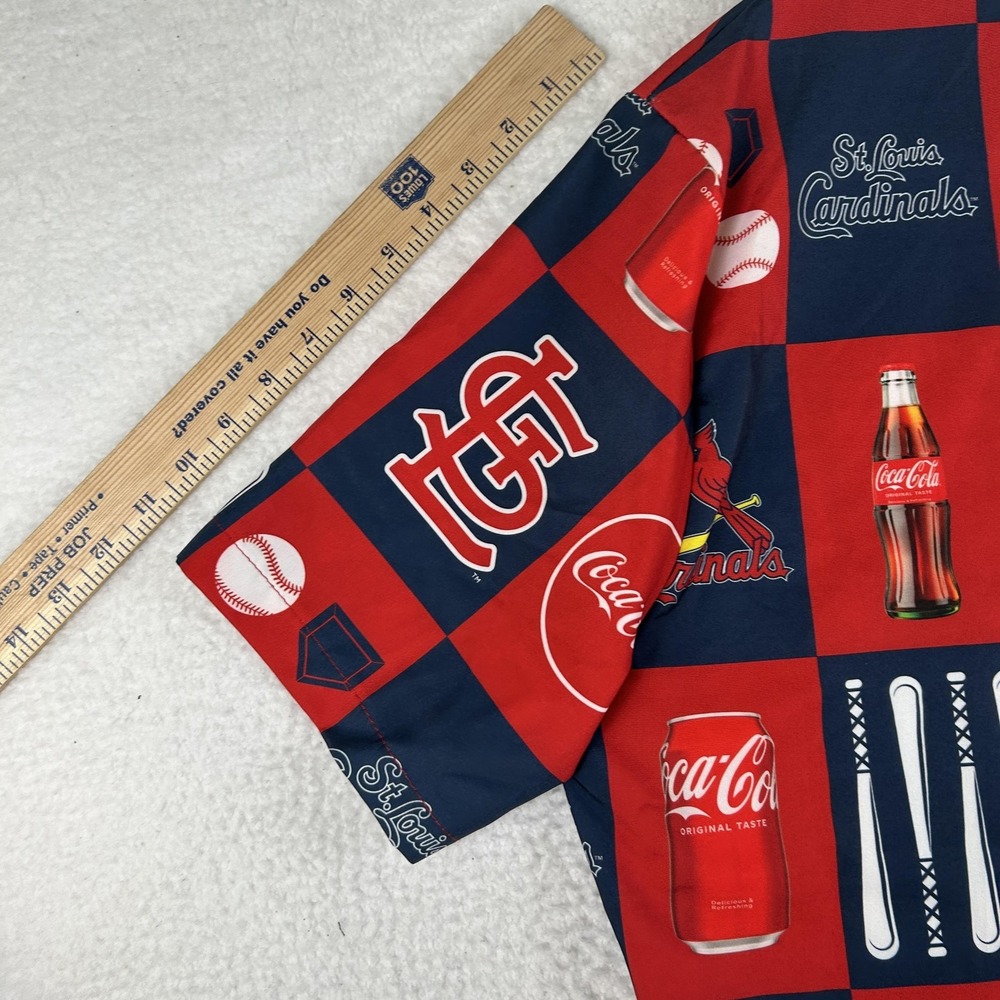 St. Louis Cardinals Shirt Mens XL Red Blue MLB Baseball Coca-Cola All Over Print - Picture 10 of 11